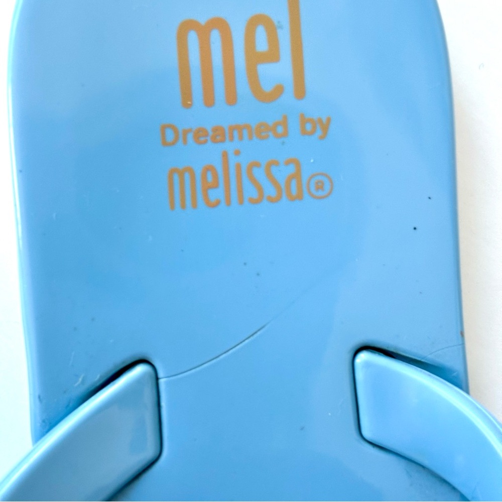 Mini Melissa Bow Jelly Sandals Blue Girls Toddler Flip Flops Glossy Waterproof - Picture 5 of 7